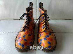 Doc Dr. Martens Orange Fingerprint Boots Rare Vintage Made In England Unisex 6uk
