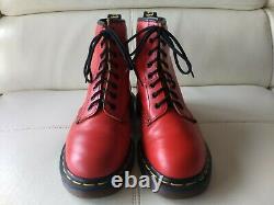 Doc Dr. Martens Red Smooth Leather Boots Made In England Rare Vintage Unisex 6uk