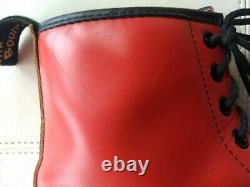 Doc Dr. Martens Red Smooth Leather Boots Made In England Rare Vintage Unisex 6uk