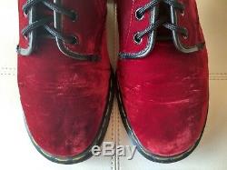 Doc Dr Martens Red Ze You Velvet Boots Made In England Rare Vintage Unisex 5.5uk