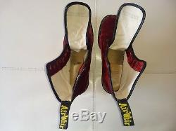 Doc Dr Martens Red Ze You Velvet Boots Made In England Rare Vintage Unisex 5.5uk
