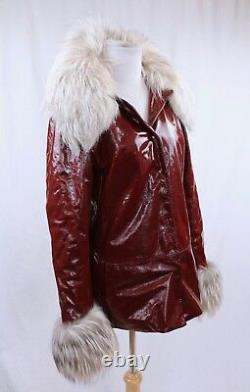 Dolce & Gabbana Vintage ICONIC 1990s Patent Leather Fur Jacket Coat Eu 42