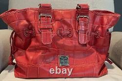 Dooney & Bourke Vintage Red Leather Oversized Croc Tote Handbag Excellent Cond