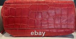 Dooney & Bourke Vintage Red Leather Oversized Croc Tote Handbag Excellent Cond