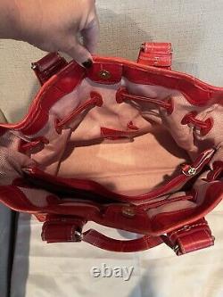 Dooney & Bourke Vintage Red Leather Oversized Croc Tote Handbag Excellent Cond