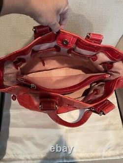 Dooney & Bourke Vintage Red Leather Oversized Croc Tote Handbag Excellent Cond