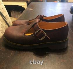 Dr Martens Made In England Vintage Mary Jane Burgundy Leather Shoes US 7 UK 5