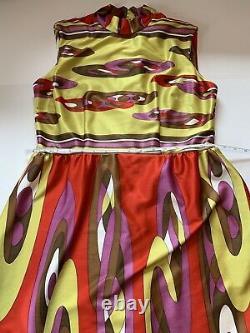 EMILIO BORGHESE Womens Dress Italy Psychedelic Sleeveless Vtg MCM Multicolor