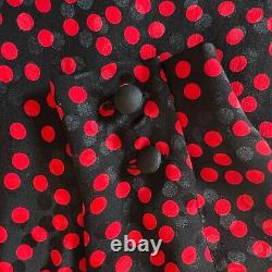 ESCADA Vintage 100% Silk Dress Red Black Polka Dot Long Sleeve Size 38