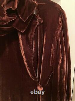 Edwardian Victorian 1930s Burgundy Rust Opera Coat Velvet Women Small Vintage