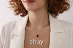 Emerald Lab Created Red Ruby Pendent Necklace For Women's 14k Yellow Gold Plated