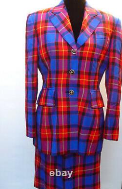 Escada Vintage 90's Margaretha Ley Skirt Suit, Jacket 38 Skirt 38 Plaid