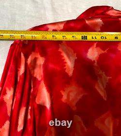 Escada Vintage Silk Long Tunic In Reddish Orange Peach Brushed Print 38 10-12