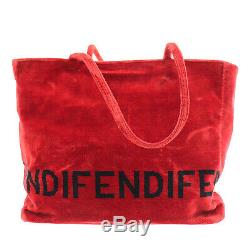FENDI Logos Tote Hand Bag Red Black Velor Italy Vintage Authentic #KK292 O