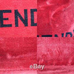FENDI Logos Tote Hand Bag Red Black Velor Italy Vintage Authentic #KK292 O