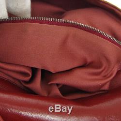FENDI Mamma Baguette Hand Bag Purse Beige Red Linen Leather Vintage Italy A46901