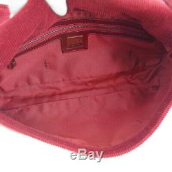 FENDI Mamma Baguette Hand Bag Purse Red Corduroy Vintage Italy Authentic AK42221