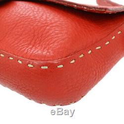 FENDI SELLERIA Mamma Baguette Hand Bag Red Leather Vintage Authentic RK14442