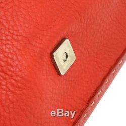 FENDI SELLERIA Mamma Baguette Hand Bag Red Leather Vintage Authentic RK14442