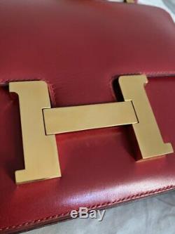 Fabulous Hermes Vintage Box Leather Constance in Rouge H Red