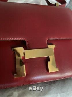Fabulous Hermes Vintage Box Leather Constance in Rouge H Red
