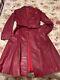 Fashion Avenue Vintage 70s Ladies Sz 11/12 Rich Red Leather Long Belted Jacket