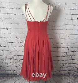 Frank Usher Vintage Red Dress Womens Size 6 Fit And Flare Lined Short Length