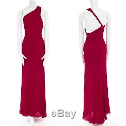 GIANNI VERSACE Vintage red crinkle silk twist strap open back gown dress IT40 S