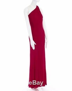 GIANNI VERSACE Vintage red crinkle silk twist strap open back gown dress IT40 S