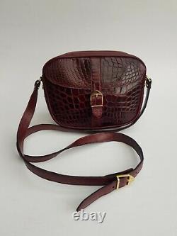 GUCCI Bag. Gucci Vintage Burgundy Crocodile Leather Shoulder Bag