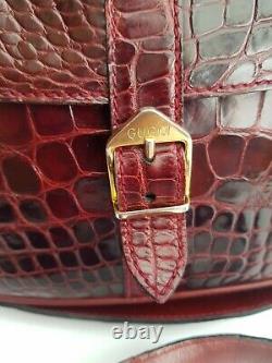 GUCCI Bag. Gucci Vintage Burgundy Crocodile Leather Shoulder Bag