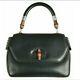 Gucci Bamboo Line Hand Bag Black Leather 1960's Vintage