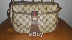 GUCCI Brown Vintage crossbody green & red stripe handbag 89-02-032 parts/repair