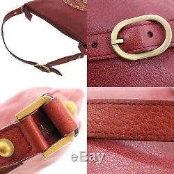 GUCCI GG Logos Shoulder Hand Bag Red Leather Vintage Italy Authentic #GG90 O