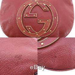 GUCCI GG Logos Shoulder Hand Bag Red Leather Vintage Italy Authentic #GG90 O