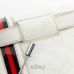 GUCCI GG white monogram canvas black red web flap fanny pack waist belt bag