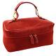Gucci Horsebit Cosmetic Vanity Hand Bag Red Suede Leather Vintage Ak26104f