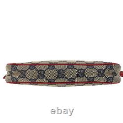 GUCCI Original GG Canvas Hand Pouch Bag Red Navy Italy Authentic #MM489 O