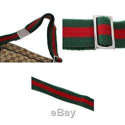 GUCCI Original GG Canvas Web Stripe Fanny Pack Brown Green Red Auth #GG68 Y