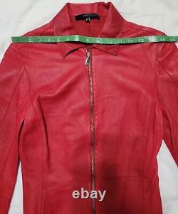 GUCCI TOM FORD Vintage Y2K Red Minimalist Moto Sleeves Leather Jacket