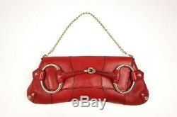 GUCCI Tom Ford Red Leather Horsebit Clutch Bag Pouch Handbag Vintage GG Logo