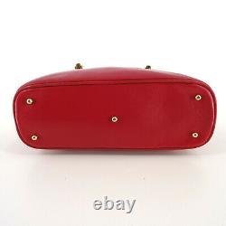 GUCCI Vintage Bamboo & Leather Mini Top Handle Grab Bag in Red Italy Y2K