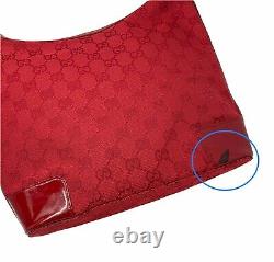 GUCCI Vintage Gg Logo Monogram Handbag Red Canvas Patent Leather RankAB