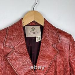 GUCCI Vintage Snakeskin Jacket Red Long Sleeve 2 Button Collared Womens Size 44