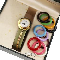 GUCCI Wrist Watch 11/12.2 Change Bezel Quartz Gold Swiss Vintage Auth #JJ5 I