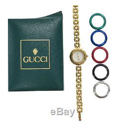 GUCCI Wrist Watch Change Bezel Quartz Gold Swiss Vintage Authentic #MM59 O