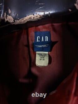Gap Vintage 1999 Y2K Blood Red Dyed Leather Trucker Rockstar Jacket Medium