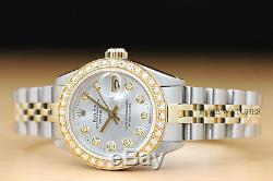Genuine Rolex Ladies Datejust Silver Diamond Dial 18k Yellow Gold & Steel Watch