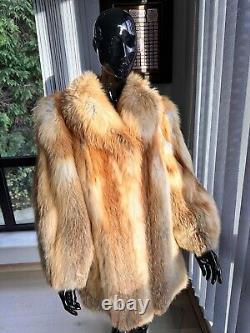 Golden Red Fox Fur Coat, fox fur coat, XL fur coat, real fur coat, Vintage Fur