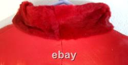 Goldner NWT Red Coat Lamb Mink fur Nappa Leather Vintage Size Small S womens NEW